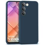 Back Cover for Vivo Y200e 5G | Vivo T3 5G | Ultra Slim Soft Rubberised Case | Inner Velvet Fabric Lining | Matte Silicone Flexible Mobile Case | Camera Protection - Blue