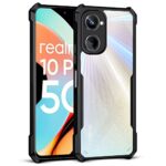 Polycarbonate Back Cover for Realme 10 Pro 5G - Airedge Technology | Crystal Clear Transparent Mobile Case Cover | Hard Bumper | Full Armor Shockproof Device & Camera Protection | Black