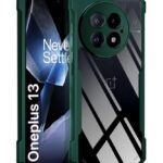 Shock Proof Clear Protective Back Case for 1+ OnePlus 13 - AirEDGE Technology | 360 Degree Camera Protection | Transparent Hybrid Back Case Mobile Cover - Green