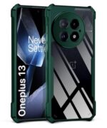 Shock Proof Clear Protective Back Case for 1+ OnePlus 13 - AirEDGE Technology | 360 Degree Camera Protection | Transparent Hybrid Back Case Mobile Cover - Green