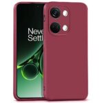 Back Cover for 1+ OnePlus Nord 3 5G | Ultra Slim Soft Rubberised Case | Inner Velvet Fabric Lining | Matte Silicone Flexible Mobile Case | Camera Protection - Maroon Wine Red
