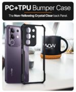 TPU+PC Shock Proof Clear Protective Back Case for Vivo T4X 5G | IQOO Z10X 5G - Airedge Technology | 360 Degree Camera Protection | Transparent Hybrid Back Case Mobile Cover - Black - Image 7