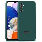 Ultra Slim Soft Rubberised Back Cover Case for Samsung Galaxy A14 5G | A14 4G | Inner Velvet Fabric Lining | Matte Silicone Flexible Camera Protection Back Case - Green