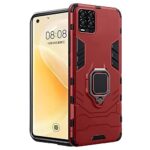 Shock Proof Back Case Mobile Cover for Realme 8 | 8 Pro | Back Cover Case (Tough Armor | Hybrid PC + TPU | Ring Holder & in-Built Kickstand | Red)