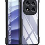 kelpuj Shock Proof Clear Protective Back Case for Redmi Note 14 Pro 5G | Poco X7 5G - AirEDGE Technology | 360 Degree Camera Protection | Transparent Hybrid Back Case Mobile Cover - Black