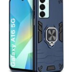 Shock Proof Back Case Mobile Cover for Samsung Galaxy A16 5G | Back Cover Case (Tough Armor | Hybrid PC + TPU | Ring Holder & in-Built Kickstand | Blue)