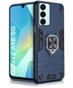 Shock Proof Back Case Mobile Cover for Samsung Galaxy A16 5G | Back Cover Case (Tough Armor | Hybrid PC + TPU | Ring Holder & in-Built Kickstand | Blue)