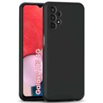 Silicone Ultra Slim Soft Rubberised Inner Velvet Fabric Lining Matte Flexible Back Cover Back Case with Camera Protection for Samsung Galaxy A13 4G (Black)