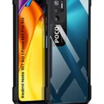 Shockproof Crystal Clear Back Case Mobile Cover for Redmi Note 10T 5G | Poco M3 Pro 5G | (Hard | Hybrid PC + TPU | Full Armour Device & Camera Protection | Black Bumper)