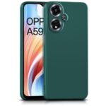 Back Cover for Oppo A59 5G | Ultra Slim Soft Rubberised Case | Inner Velvet Fabric Lining | Matte Silicone Flexible Mobile Case | Camera Protection - Green