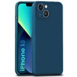 Back Cover for Apple iPhone 13 | Ultra Slim Soft Rubberised Case | Inner Velvet Fabric Lining | Matte Silicone Flexible Mobile Case | Camera Protection - Blue