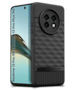 kelpuj Back Cover for Realme 13 Pro 5G | Realme 13 Pro Plus 5G with Hexa Cube Design | Soft Rubberised Case | Inner Velvet Fabric | Matte Silicone Flexible Mobile Case | Camera Protection - Black - Image 5