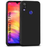 Ultra Slim Soft Rubberised Back Cover Case for Redmi Note 7 | 7 Pro | Inner Velvet Fabric Lining | Matte Silicone Flexible Camera Protection Back Case - Black