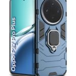 kelpuj Shock Proof Back Case Mobile Cover for Oppo F27 Pro Plus 5G | Back Cover Case (Tough Armor | Hybrid PC + TPU | Ring Holder & in-Built Kickstand | Blue)