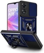 Tough Armor Bumper Mobile Back Case for Oppo A78 5G | Sliding Camera Shield Cover | Shock Proof 360? Protection | Hybrid PC + TPU | Ring Holder with Kickstand ? Blue - Image 5