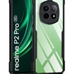 TPU+PC Shock Proof Clear Protective Back Case for Realme P2 Pro 5G - Airedge Technology | 360 Degree Camera Protection | Transparent Hybrid Back Case Mobile Cover - Black