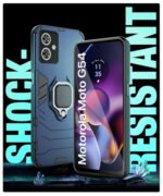 Shock Proof Back Case Mobile Cover for Motorola Moto G54 5G | Moto G64 5G | Back Cover Case (Tough Armor | Hybrid PC + TPU | Ring Holder & in-Built Kickstand | Blue) - Image 7