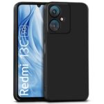 Back Cover for Xiaomi Redmi 13C 5G | Poco M6 5G | Ultra Slim Soft Rubberised Case | Inner Velvet Fabric Lining | Matte Silicone Flexible Mobile Case | Camera Protection - Black