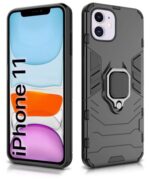 Shock Proof Back Case Mobile Cover for Apple iPhone 11 (6.1-inch) (Armor | Hybrid PC + TPU | Full Protection with Ring Holder Kickstand | Carbon Black) - Image 3