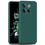 Back Cover for 1+ OnePlus 10T 5G | Ultra Slim Soft Rubberised Case | Inner Velvet Fabric Lining | Matte Silicone Flexible Mobile Case | Camera Protection - Green