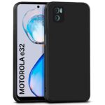 Ultra Slim Soft Rubberised Back Cover Case for Motorola Moto E32 | E22S Inner Velvet Fabric Lining | Matte Silicone Flexible Camera Protection Back Cover ? Black