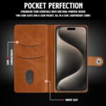 Shock Proof Flip Cover Back Case for Iphone 15 Pro Max | Magnetic Wallet Leather Case with Stand - Image 7