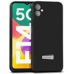 Slim Ultra Soft Rubberised Back Cover for Samsung Galaxy F14 5G | Inner Velvet Fabric Lining | Matte Silicone Flexible Camera Protection Back Case - Black