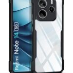 Shock Proof Clear Protective Back Case for Redmi Note 14 SE 5G | Redmi Note 14 5G- AirEDGE Technology | 360 Degree Camera Protection | Transparent Hybrid Mobile Cover - Black
