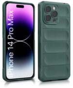 kelpuj Ultimate Silicon Back Cover Case for Apple iPhone 14 Pro Max | Military Grade Drop Protection Shockproof Bumper | Anti-Slip Grip | Scratch Proof Micro-Fibre Cloth Inside (Forest Green) - Image 5