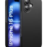 Slim Frameless Back Cover for iPhone 16 Plus | Ultra Thin Lightweight Design & Camera Protection | Soft Matte Silicone Flexible Mobile Case (Black)