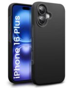 Slim Frameless Back Cover for iPhone 16 Plus | Ultra Thin Lightweight Design & Camera Protection | Soft Matte Silicone Flexible Mobile Case (Black)