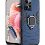 Shock Proof Back Case Mobile Cover for Xiaomi Redmi Note 12 4G | Back Cover Case (Tough Armor | Hybrid PC + TPU | Ring Holder & in-Built Kickstand | Blue)