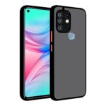 Translucent Hybrid Back Case Cover for Infinix Hot 10 | Smoked Matte Back | 360 Degree Protection | Protective Hard Case (Black Bumper)