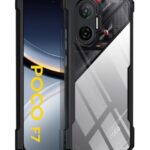 Shock Proof Clear Protective Back Case for Poco F7 5G - AirEDGE Technology | 360 Degree Camera Protection | Transparent Hybrid Back Case Mobile Cover - Black