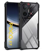 Shock Proof Clear Protective Back Case for Poco F7 5G - AirEDGE Technology | 360 Degree Camera Protection | Transparent Hybrid Back Case Mobile Cover - Black