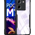 Shock Proof Clear Protective Back Case for Poco M7 Pro 5G - AirEDGE Technology | 360 Degree Camera Protection | Transparent Hybrid Back Case Mobile Cover - Black