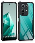 kelpuj Shock Proof Clear Protective Back Case for Infinix Note 50X 5G - AirEDGE Technology | 360 Degree Camera Protection | Transparent Hybrid Back Case Mobile Cover - Black - Image 3