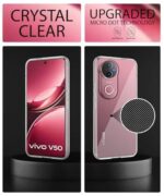kelpuj Transparent Back Cover for iQOO Z10R 5G | Vivo V50 5G | V50e 5G | V50 Elite Edition | Raised Bumps for Full Device & Camera Protection Shockproof TPU Silicone Mobile Case Transparent - Image 5
