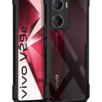 Shock Proof Clear Protective Back Case for Vivo V29e 5G - AirEDGE Technology | 360 Degree Camera Protection | Transparent Hybrid Back Case Mobile Cover - Black