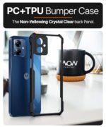 kelpuj Shock Proof Clear Protective Back Case for Motorola Moto G14 - AirEDGE Technology | 360 Degree Camera Protection | Transparent Hybrid Back Case Mobile Cover - Black - Image 7