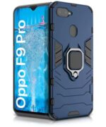 Shock Proof Back Case Mobile Cover for Realme U1 | Oppo F9 Pro | Back Cover Case (Tough Armor | Hybrid PC + TPU | Ring Holder & in-Built Kickstand | Blue)
