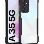 kelpuj Shock Proof Clear Protective Back Case for Samsung Galaxy A35 5G | Galaxy A55 5G- AirEDGE Technology | 360 Degree Camera Protection | Transparent Hybrid Mobile Cover - Black
