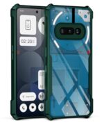 kelpuj Shock Proof Clear Protective Back Case for Nothing Phone 3a 5G - AirEDGE Technology | 360 Degree Camera Protection | Transparent Hybrid Back Case Mobile Cover - Green