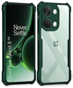 Shock Proof Clear Protective Back Case for 1+ OnePlus Nord 3 5G - AirEDGE Technology | 360 Degree Camera Protection | Transparent Hybrid Back Case Mobile Cover - Green - Image 5