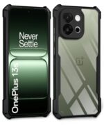 kelpuj Shock Proof Clear Protective Back Case for 1+ OnePlus 13s 5G - AirEDGE Technology | 360 Degree Camera Protection | Transparent Hybrid Back Case Mobile Cover - Black - Image 3