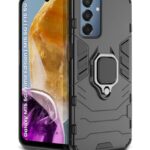Shock Proof Back Case Mobile Cover for Samsung Galaxy M15 5G Prime Edition | M15 5G | F15 5G | Back Cover Case (Tough Armor | Hybrid PC + TPU | Ring Holder & in-Built Kickstand | Black)