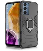 Shock Proof Back Case Mobile Cover for Samsung Galaxy M15 5G Prime Edition | M15 5G | F15 5G | Back Cover Case (Tough Armor | Hybrid PC + TPU | Ring Holder & in-Built Kickstand | Black)
