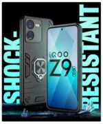 Shock Proof Back Case Mobile Cover for iQOO Z9 5G | Back Cover Case (Tough Armor | Hybrid PC + TPU | Ring Holder & in-Built Kickstand | Black) - Image 7