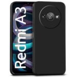 Back Cover for Mi Redmi A3 | Redmi A3X | Poco C61 | Ultra Slim Soft Rubberised Case | Inner Velvet Fabric Lining | Matte Silicone Flexible Mobile Case | Camera Protection - Black