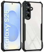 Shock Proof Clear Protective Back Case for Samsung Galaxy S25 5G AirEDGE Technology | 360 Degree Camera Protection | Transparent Hybrid Back Case Mobile Cover Black - Image 5